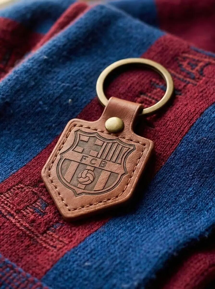 FC Barcelona brelok herb oryginalny na licencji skórzany proporczyk brązowy 4/4