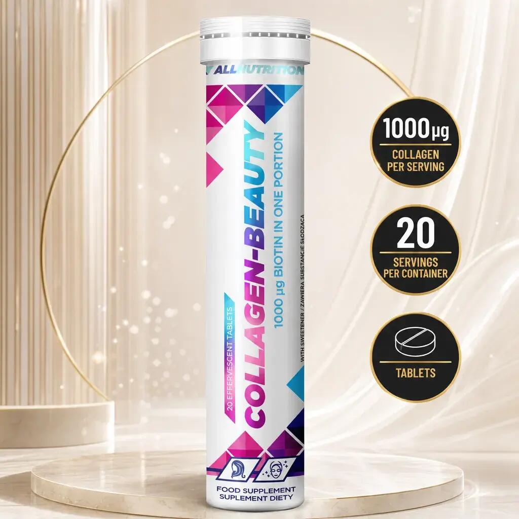 Allnutrition Collagen Beauty 20 Effervescent Tabs Strawberry Rhubarb