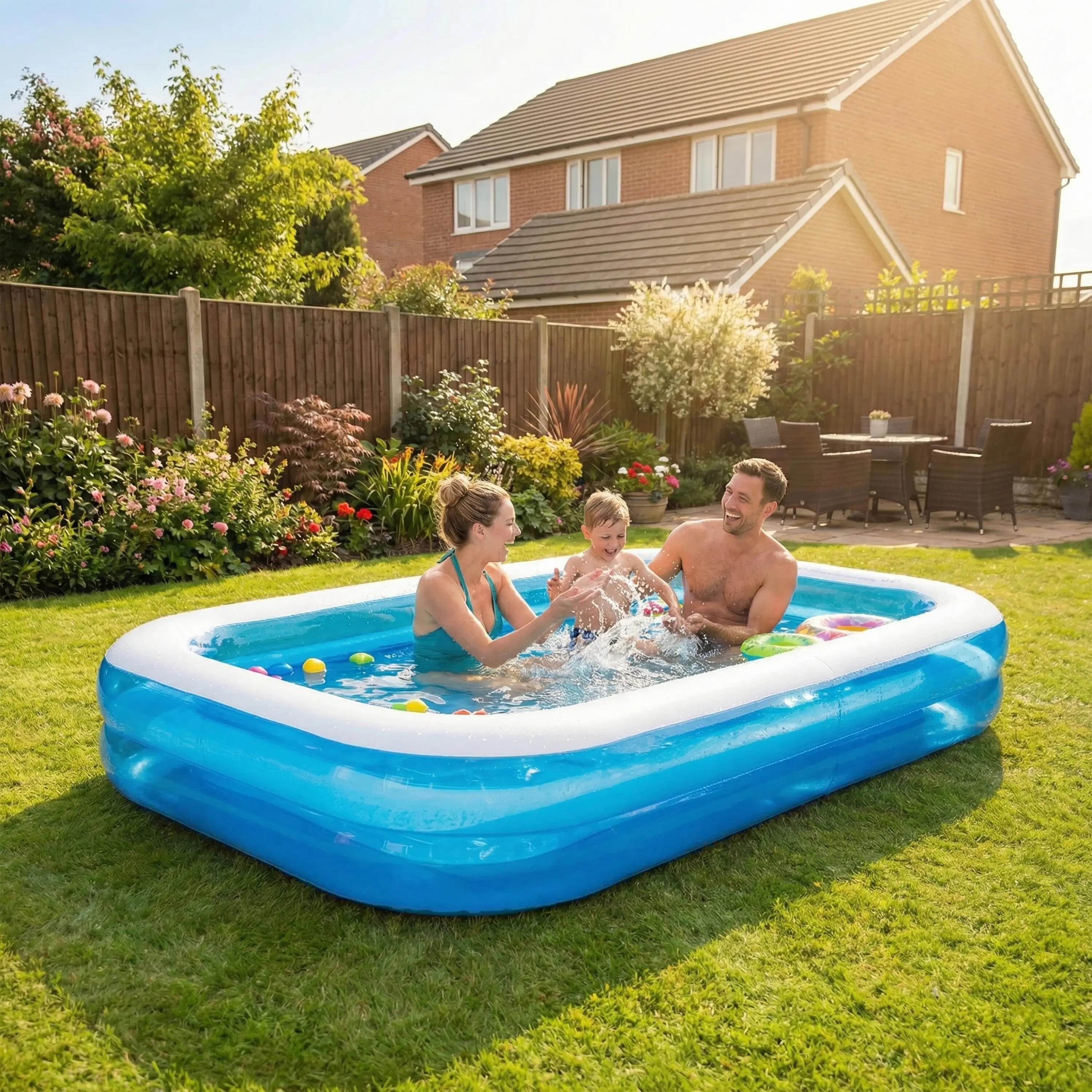 SunClub Planschbecken aufblasbarer Pool "Blau" 305x183x50 cm 2/7