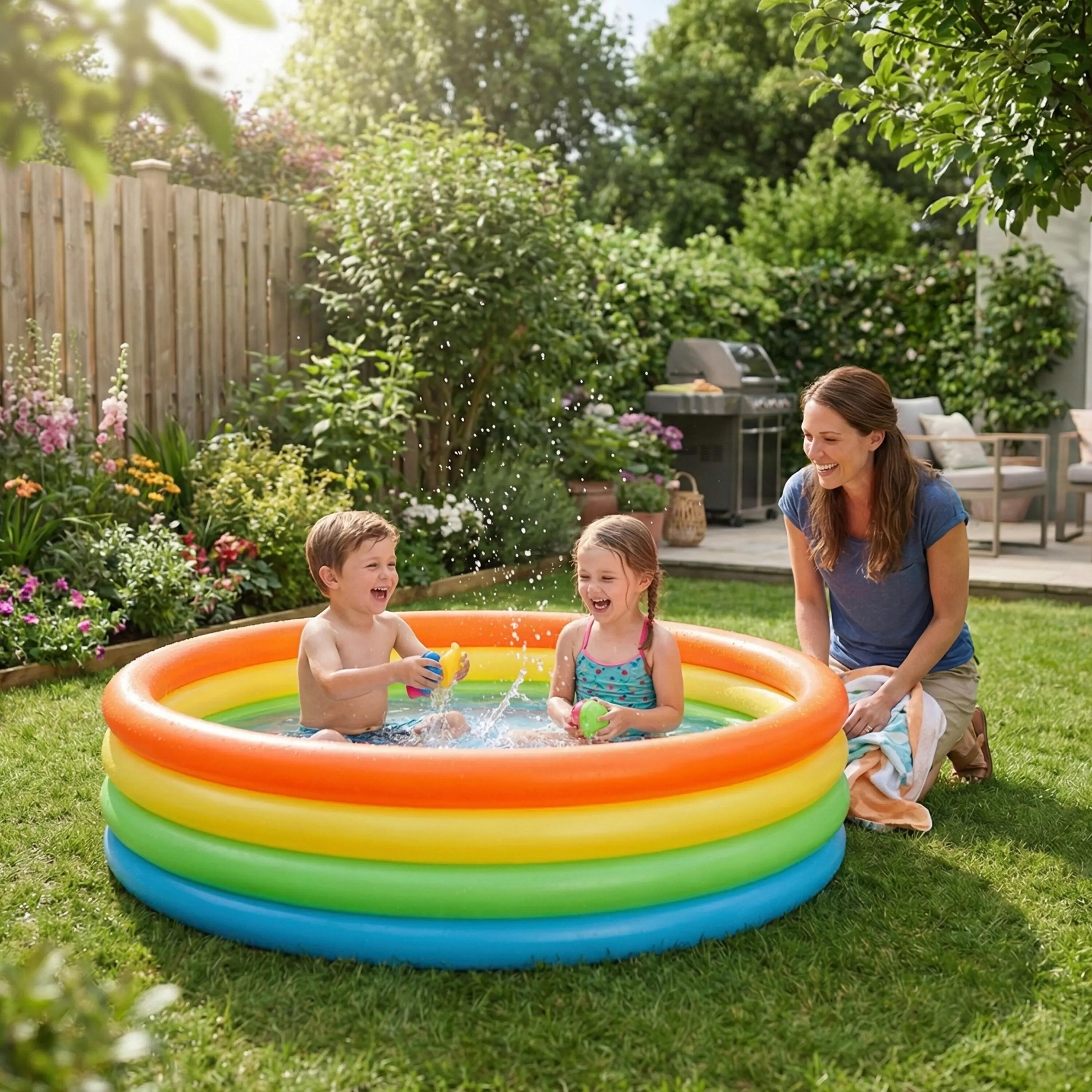 SunClub Planschbecken „Neon“ aufblasbar – Kinderpool rund Ø 150 x 40 cm 2/9