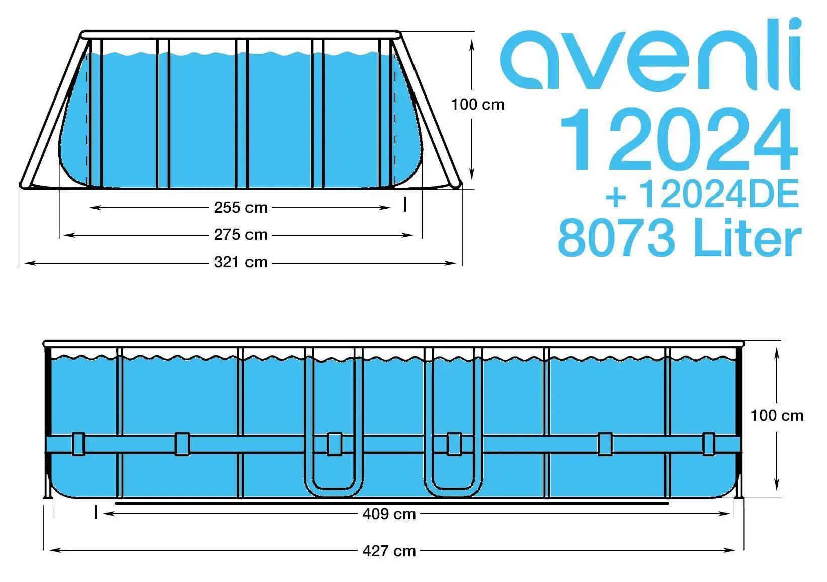 Frame Pool Komplettset 427x275x100 cm Rattanoptik mit Pumpe & Sicherheitsleiter 2/15