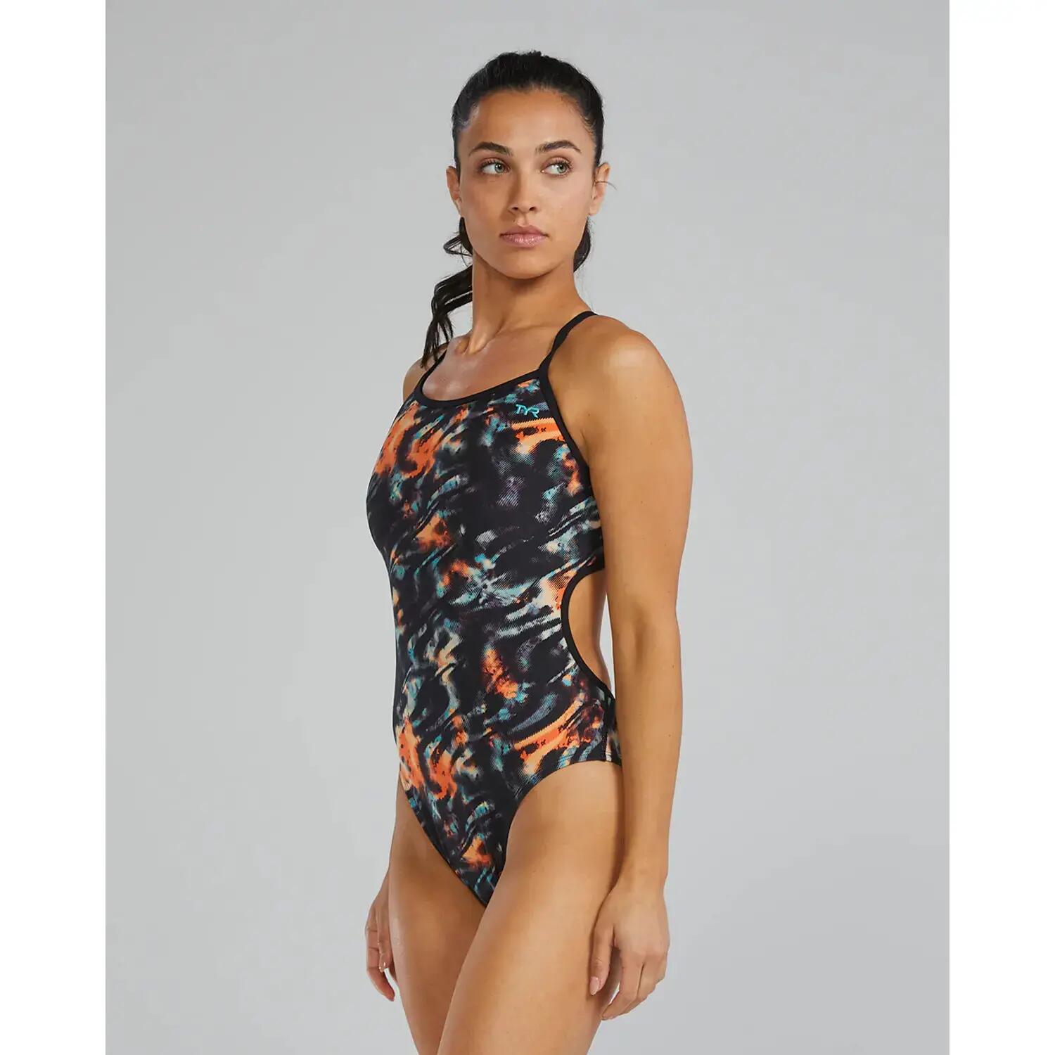 Costum înot întreg femei TYR Durafast Elite Trinityfit - portocaliu/bleu/negru… 4/5
