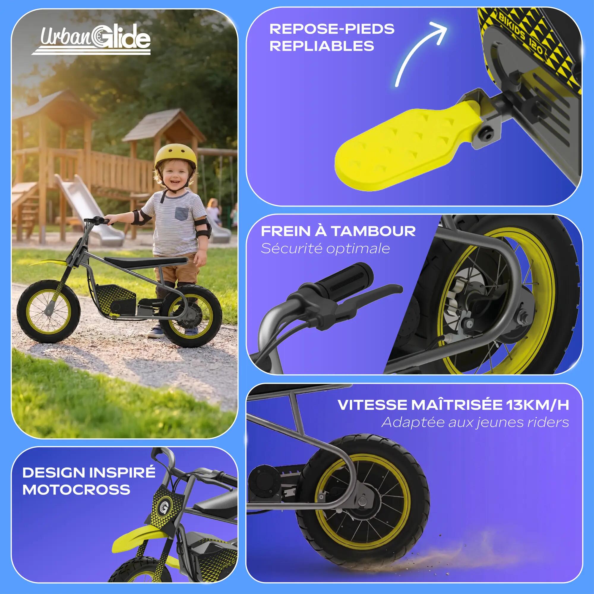 Moto elettrica per bambini UrbanGlide BIKIDS 120 – 6 anni e + – Velocità 13km/h 7/7