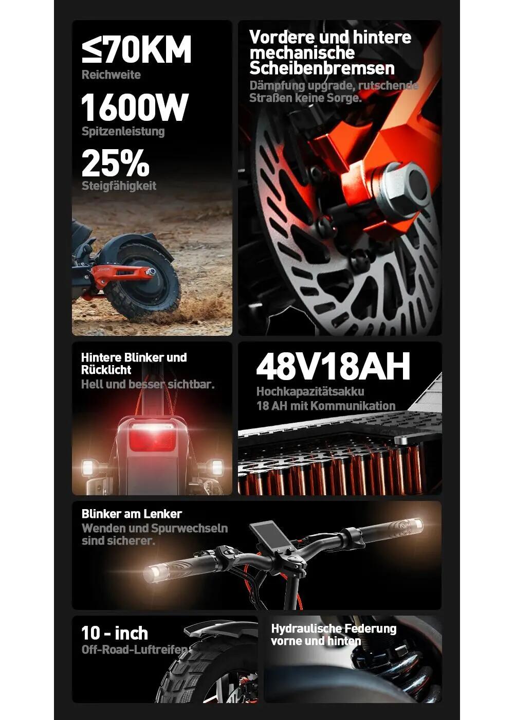 JOYOR T6E elektromos roller, 600 W-os szénkefe nélküli motorral, kb. 70 km 6/15