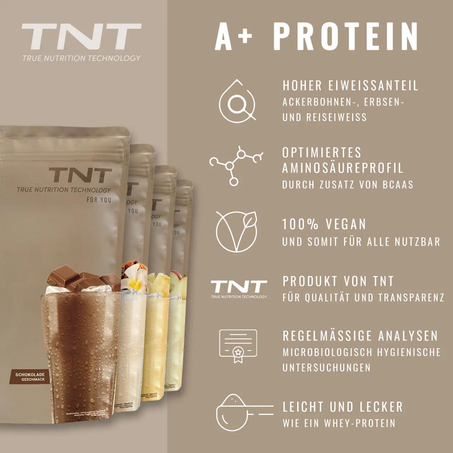 A+ Protein Apple-Pie (1000g) - Veganes Proteinpulver mit extra BCAA 4/6