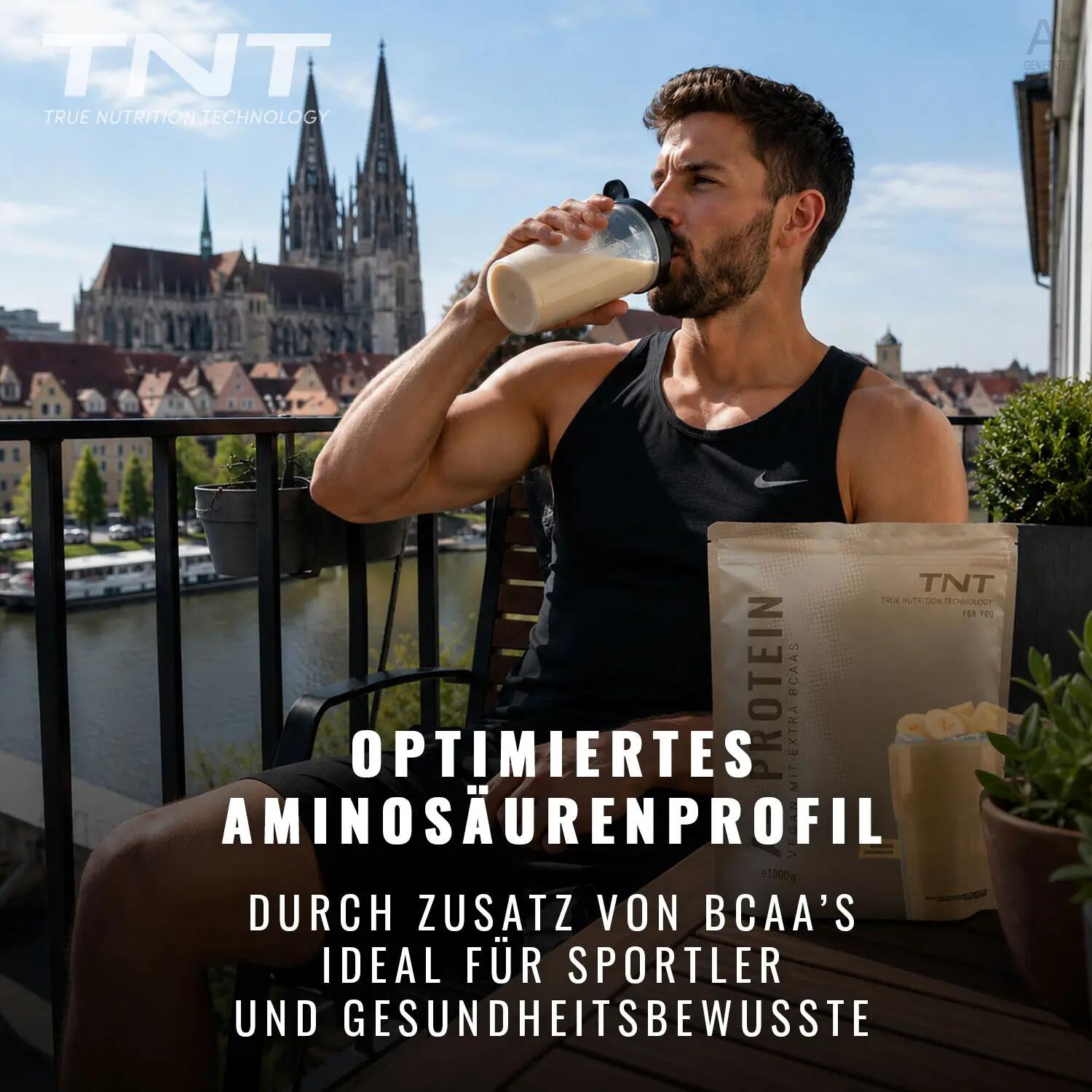 A+ Protein Apple-Pie (1000g) - Veganes Proteinpulver mit extra BCAA 3/6