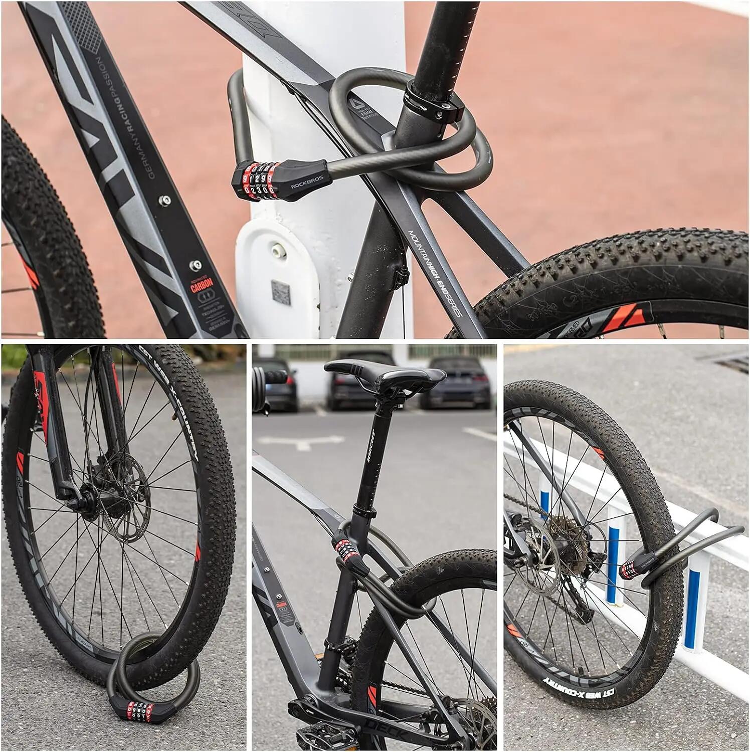 Câble Antivol vélo à Code 5 Chiffres Cadenas pliable Noir 120cm/180cm 7/7
