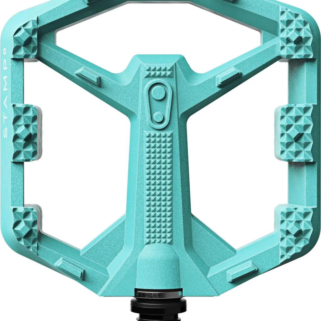 Pair of Crankbrothers Stamp 0 Composite Flat Pedals in Turquoise Blue