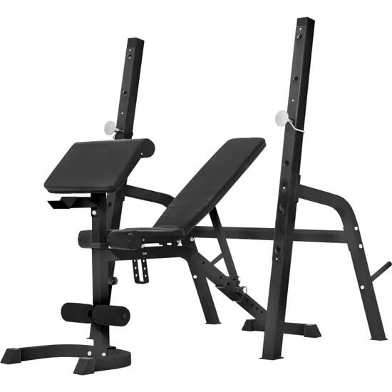 BANC DE MUSCULATION AVEC REPOSE BARRE SÉPARÉ | MUSCULATION | NOIR OU BLANC