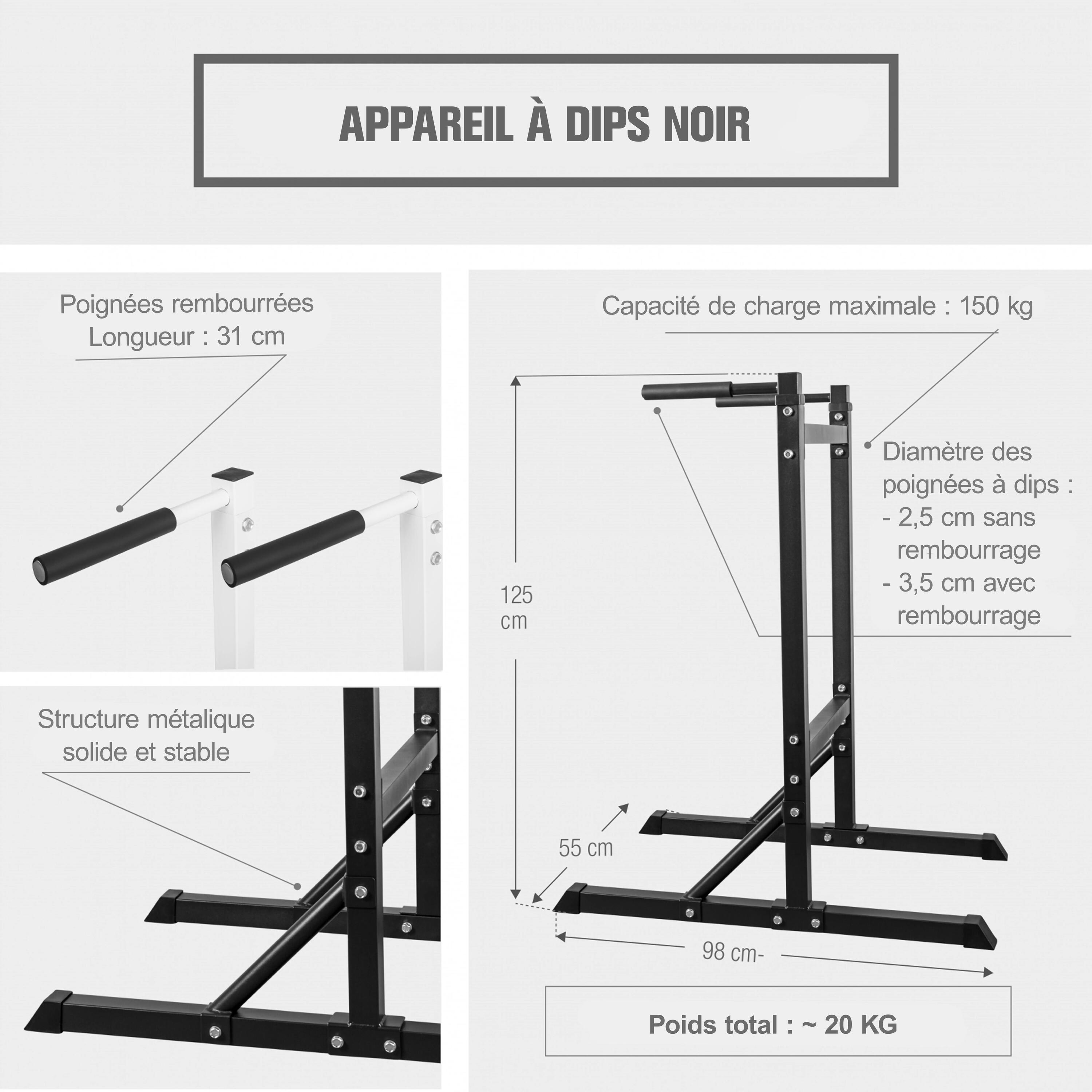 Dip Station - Zwart - Krachtstation - Belastbaar tot 150 kg 4/7