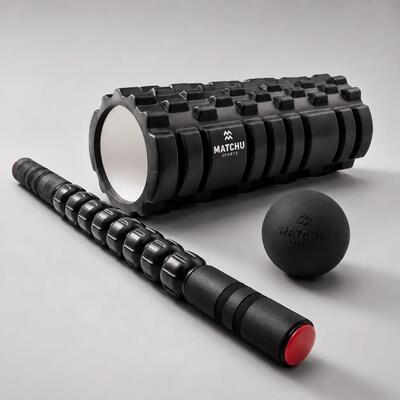 Foam roller - massage roller voor spierherstel - hard - 33cm - zwart