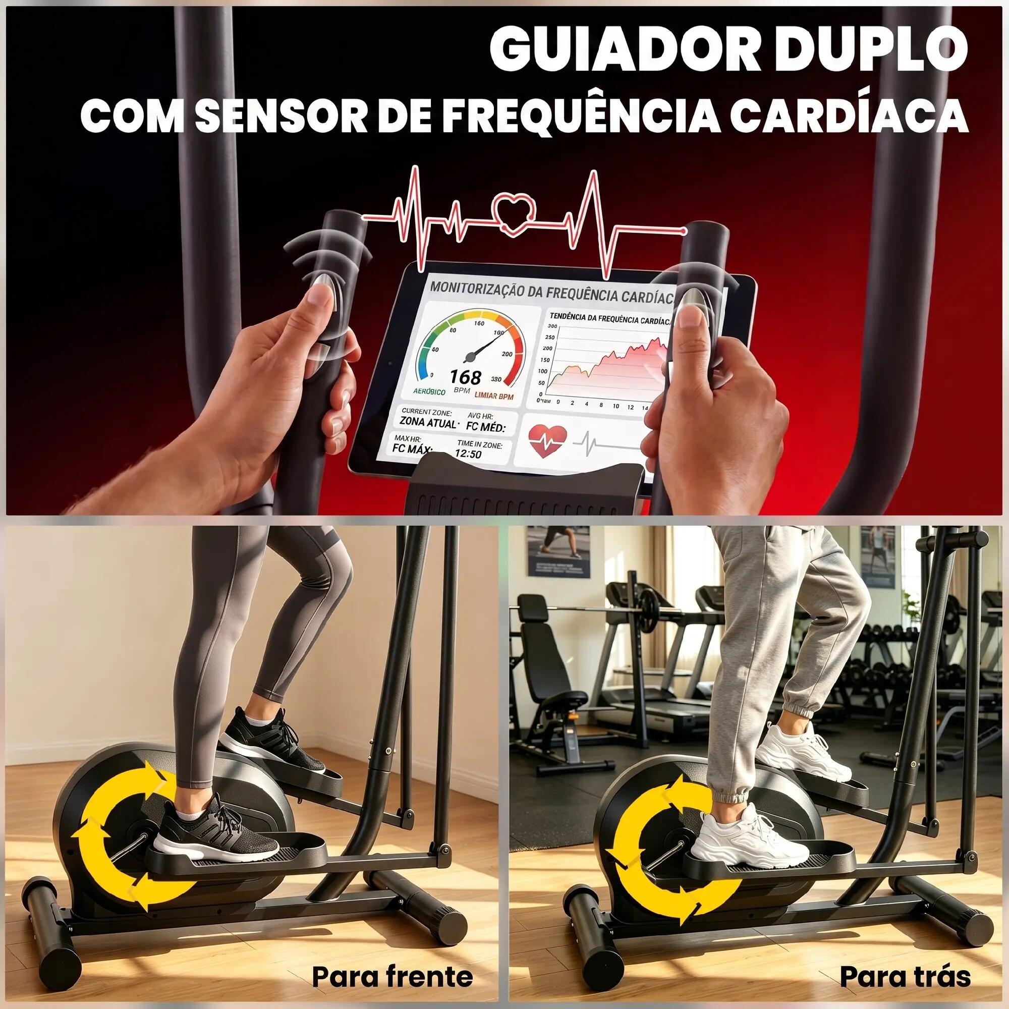 Bicicleta elíptica 100x52x153 cm preto e amarelo SPORTNOW 9/10
