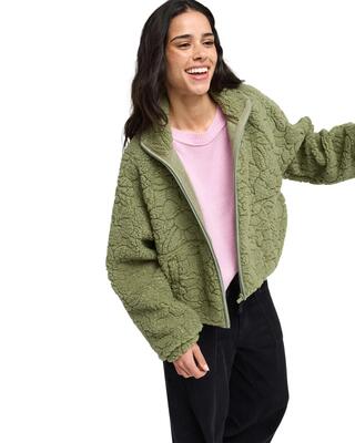Relaxed fit zip-sweater blurry cloud grün dames