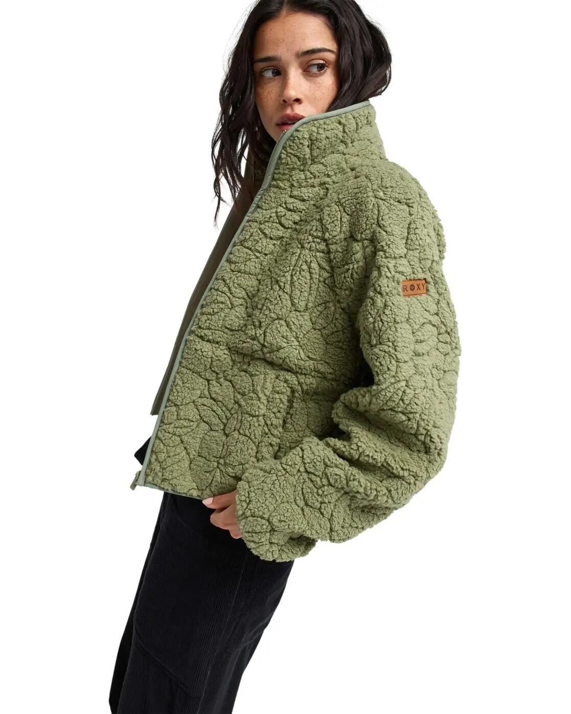 Relaxed Fit Zip-Sweater BLURRY CLOUD Grün Dames 3/4