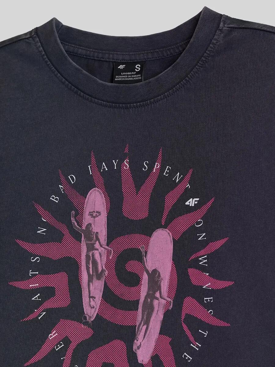 T-shirt relaxed z nadrukiem damski 4F 4FRSS26TTSHF4517 7/7