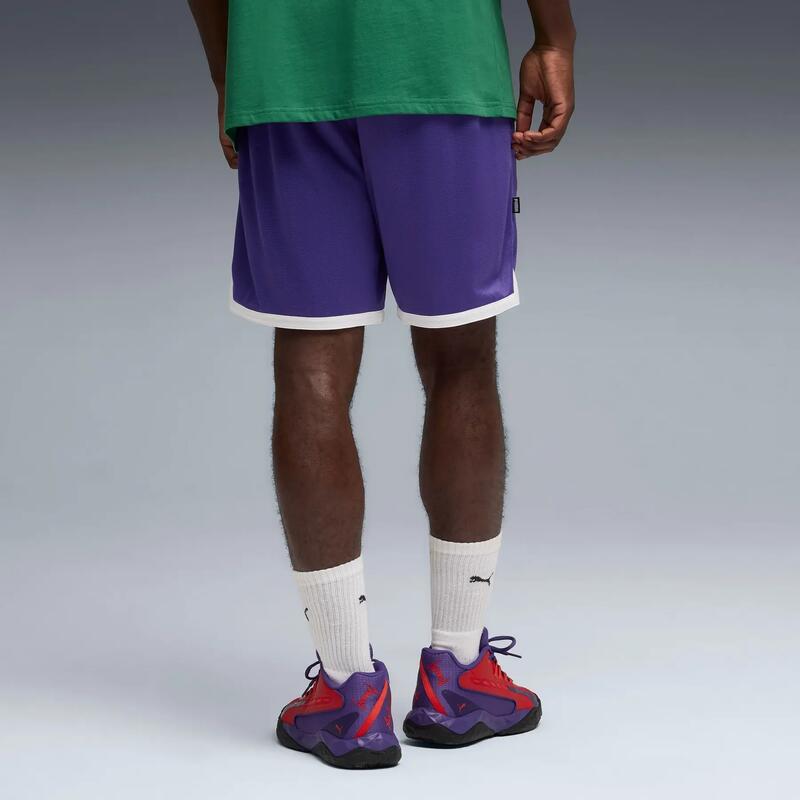 Pantaloni scurți bărbați Puma JUNIOR VARSITY BASKETBALL 7'' mov, mărimea XXL