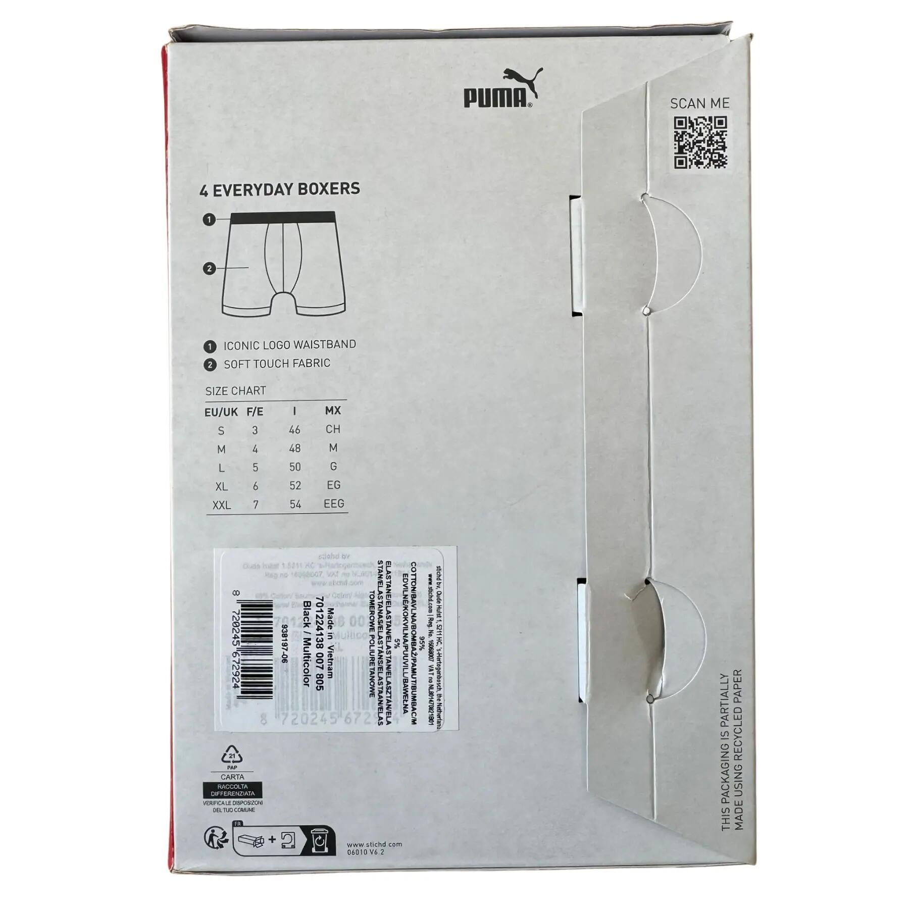Bokserki męskie Puma BASIC BRAND ELASTIC 4-PACK czarne 93819706 r M 2/3
