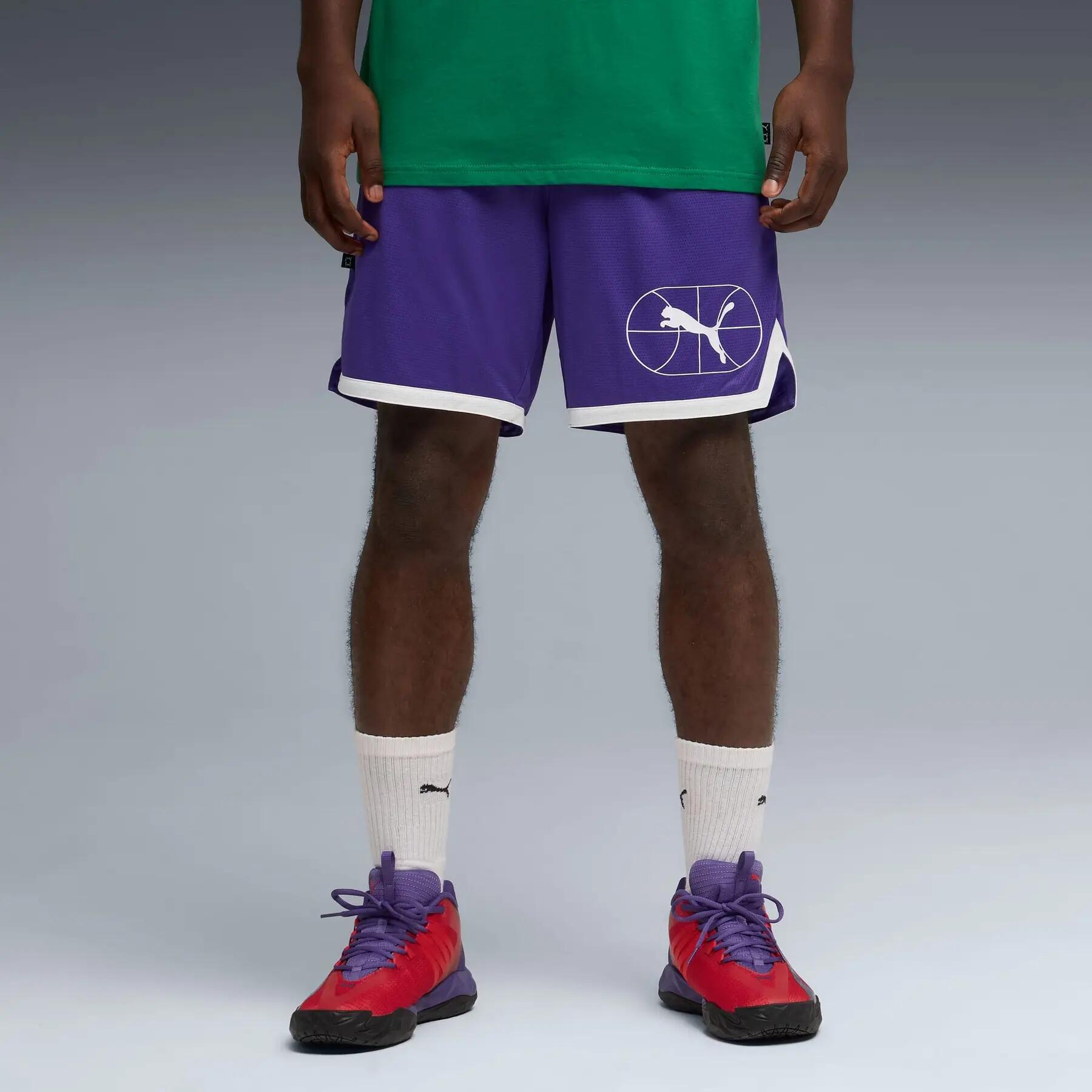 Puma JUNIOR VARSITY BASKETBALL 7'' herenshorts paars maat L 3/5
