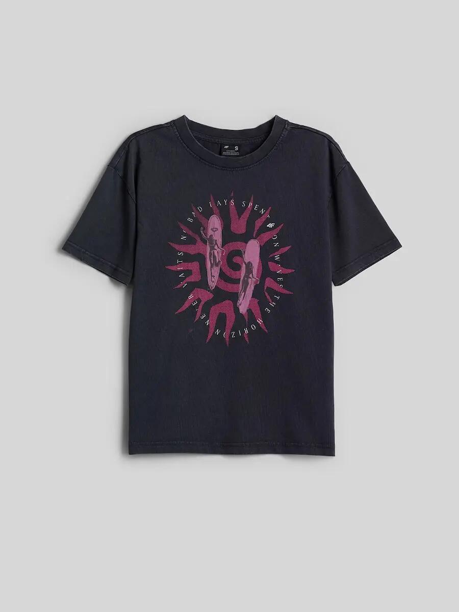 T-shirt relaxed z nadrukiem damski 4F 4FRSS26TTSHF4517 5/7