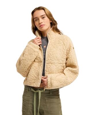 Relaxed fit zip-sweater blurry cloud beige dames