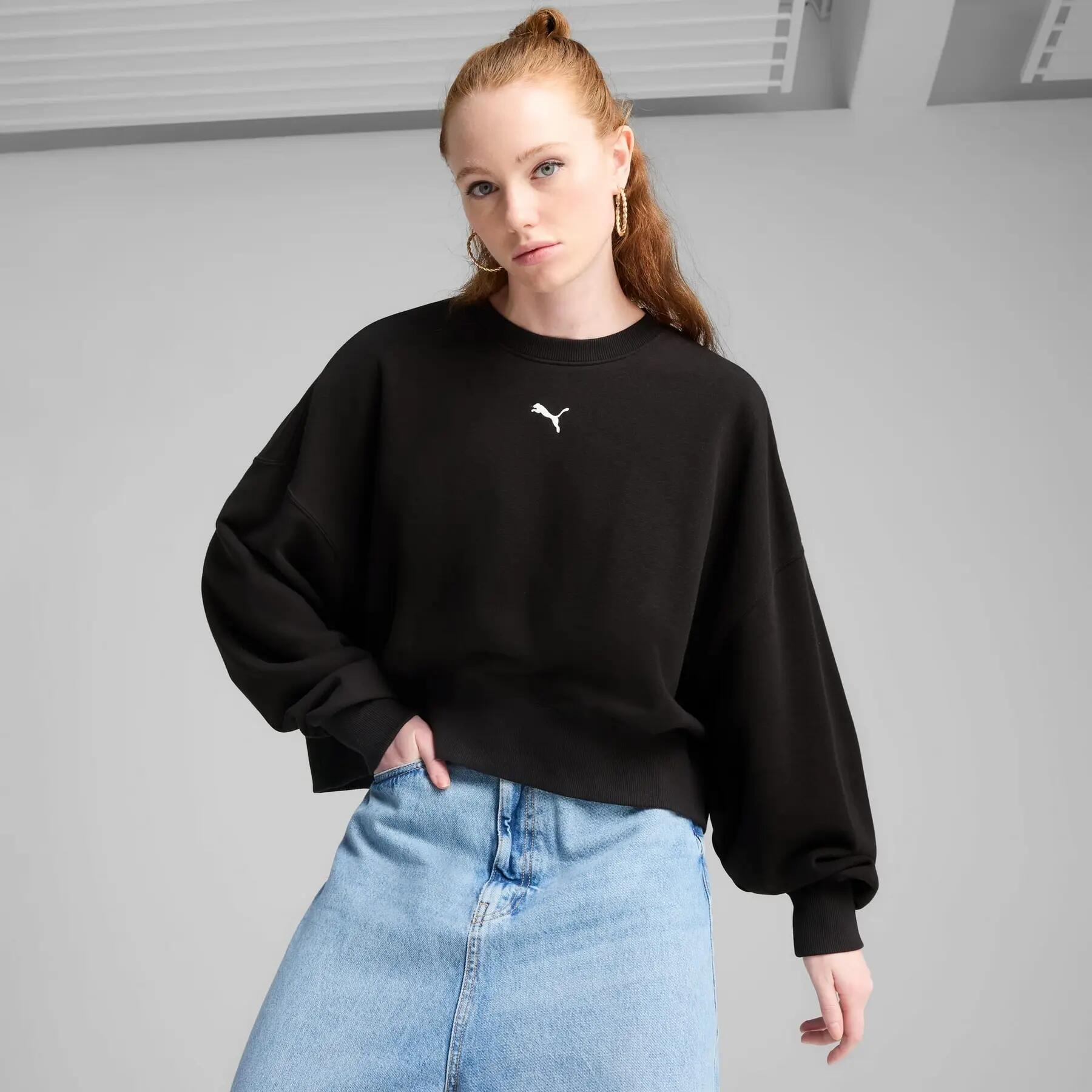 Sudadera Puma WARDROBE ESS OVER-OVERSIZED TR para mujer, color negro, 62974801 r 3/6