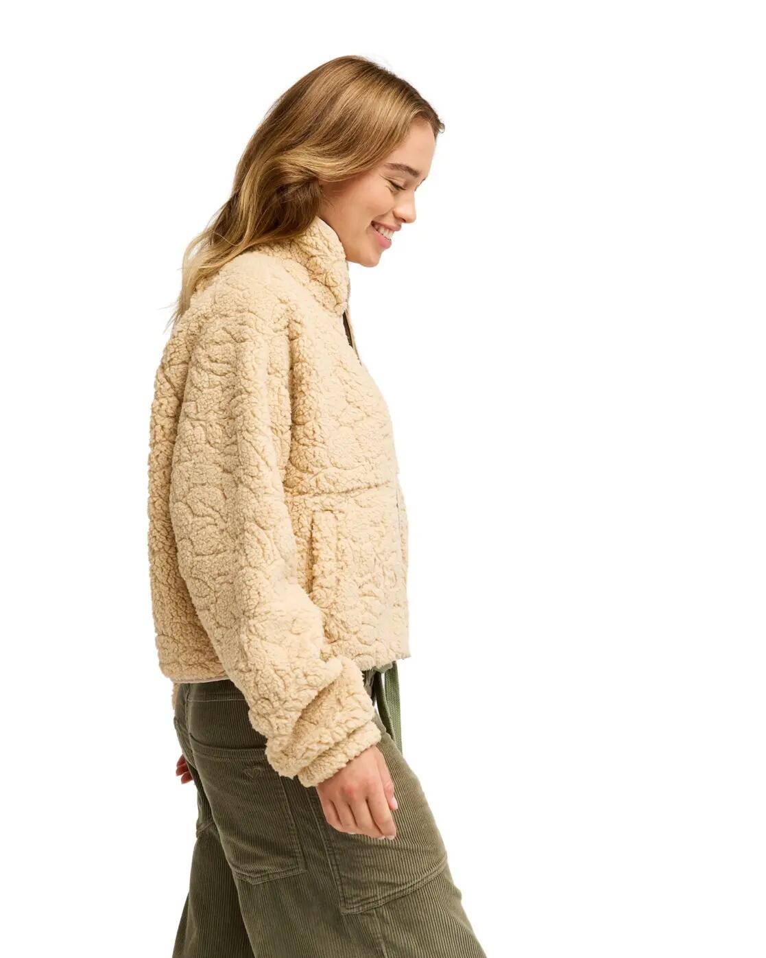 Relaxed Fit Zip-Sweater BLURRY CLOUD Beige Dames 3/4