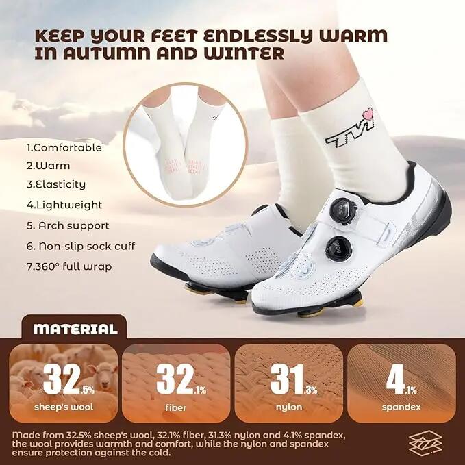 Warme Fahrradsocken aus wärmendem Garn für Damen – MTB & Rennrad 3/6