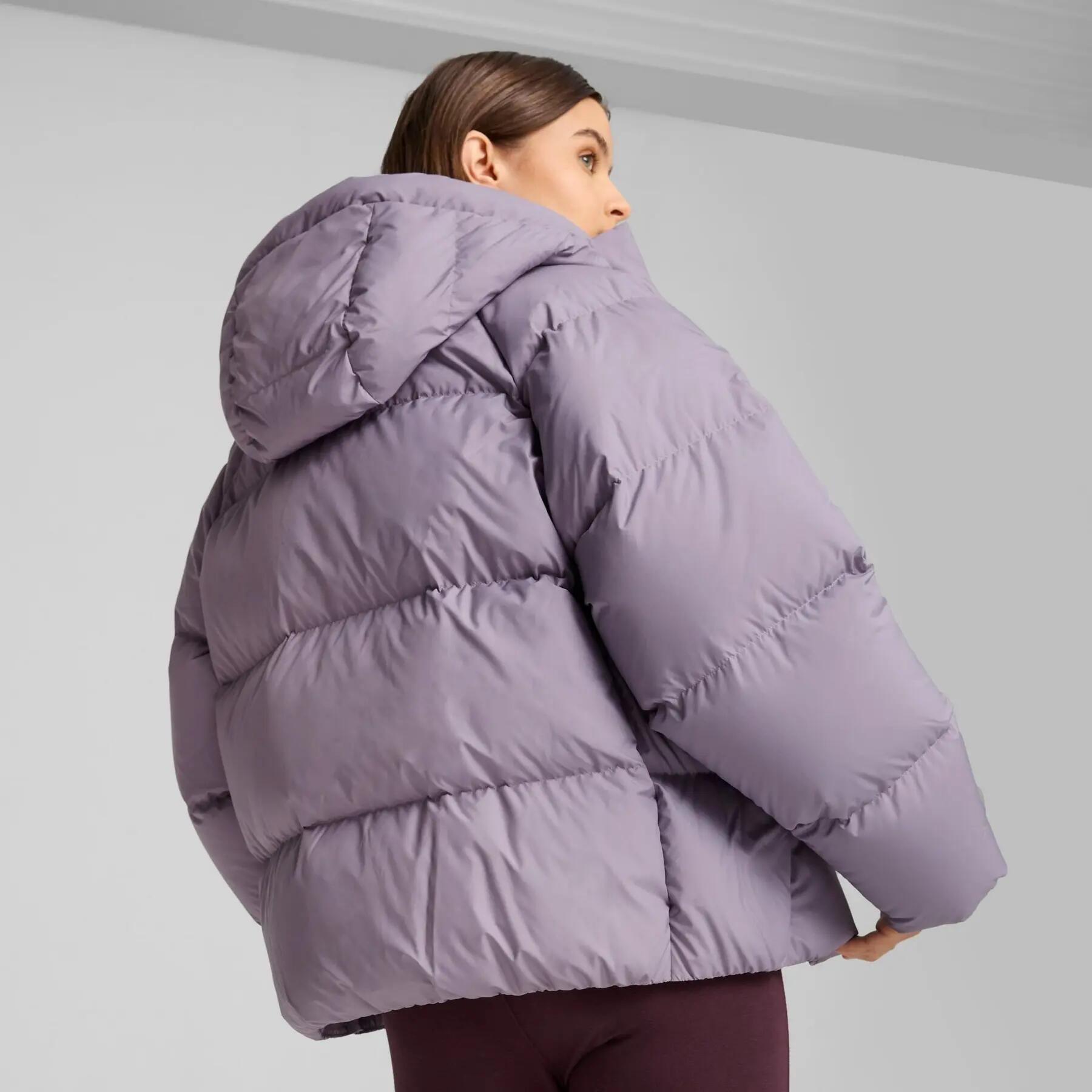 Chaqueta con capucha Puma DOWN PUFFER para mujer, color morado, talla L 6/7