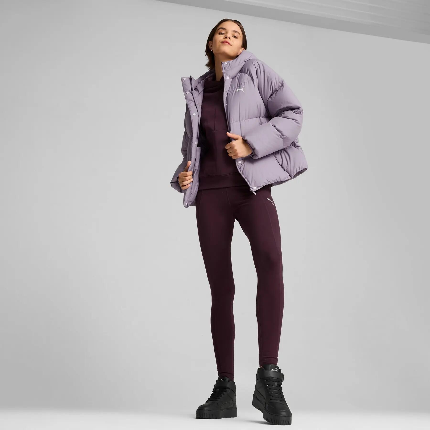 Chaqueta con capucha Puma DOWN PUFFER para mujer, color morado, talla L 5/7