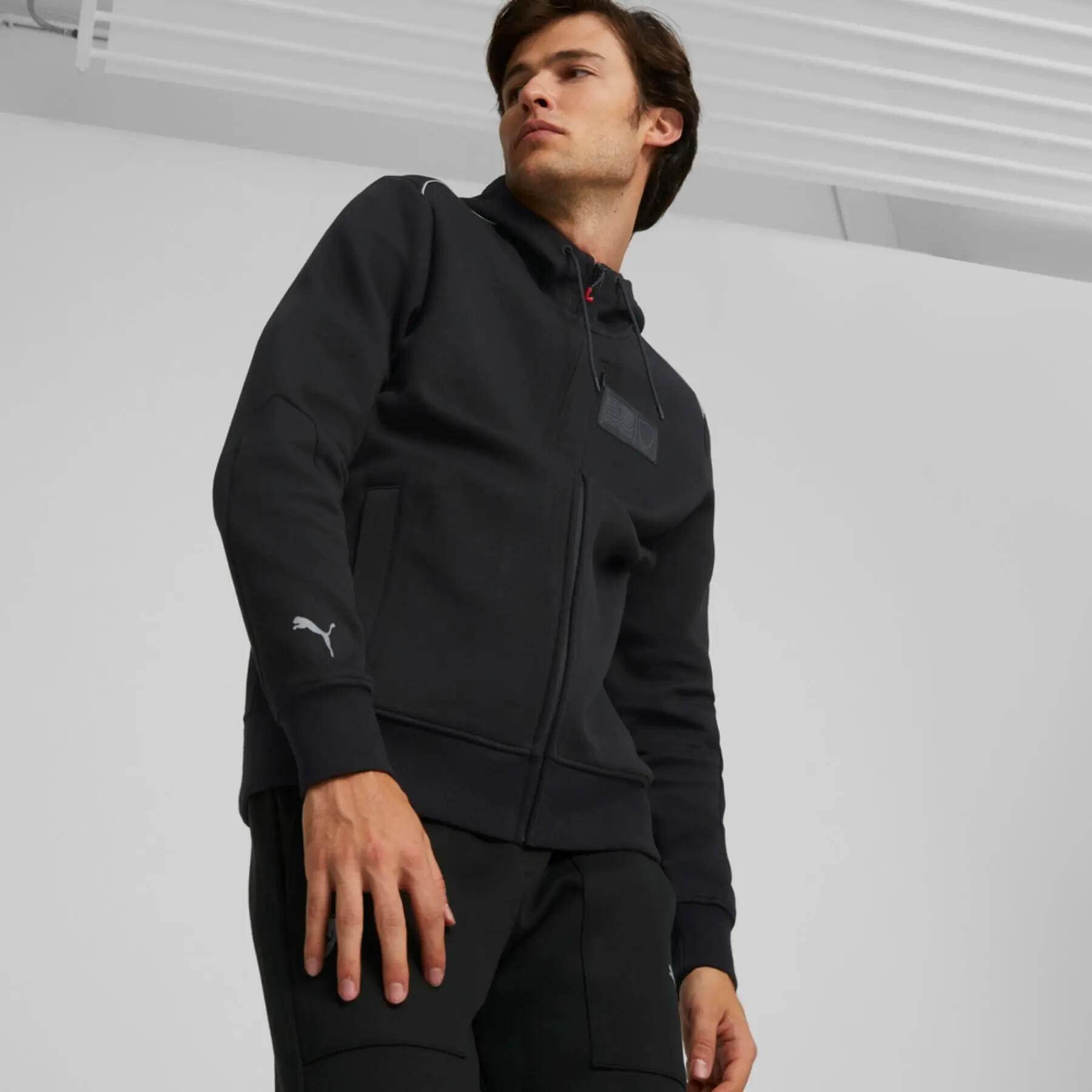 Jaqueta com capuz masculina Puma FERRARI STYLE preta 53577301 r L 3/8