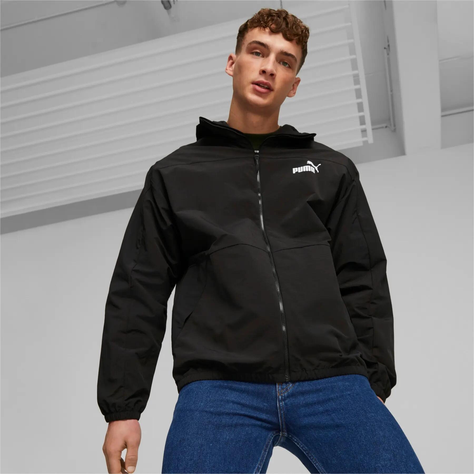 Chaqueta con capucha Puma WINDBREAKER para hombre, color negro, 67538701 r S 3/8