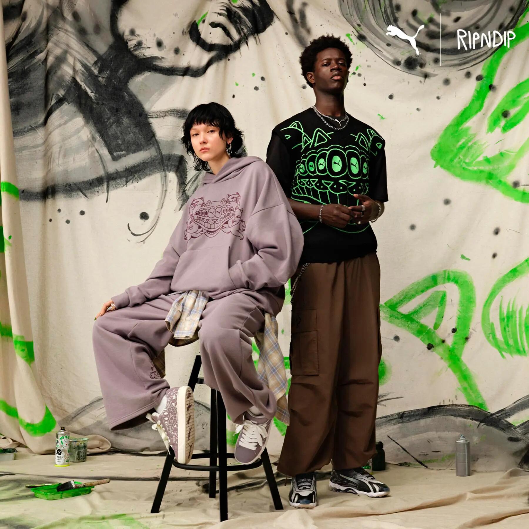 Moletom masculino Puma X RIPNDIP BOXY GRAPHIC TR roxo tamanho XXL 3/3