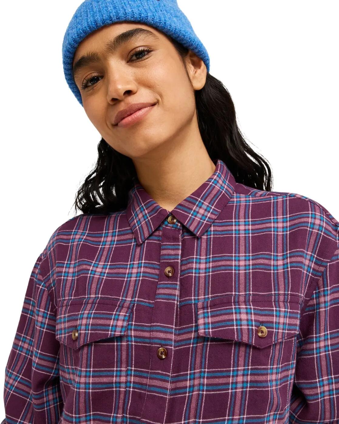 Camisa a cuadros de manga larga LET IT GO CHECK Morado Mujer 4/4