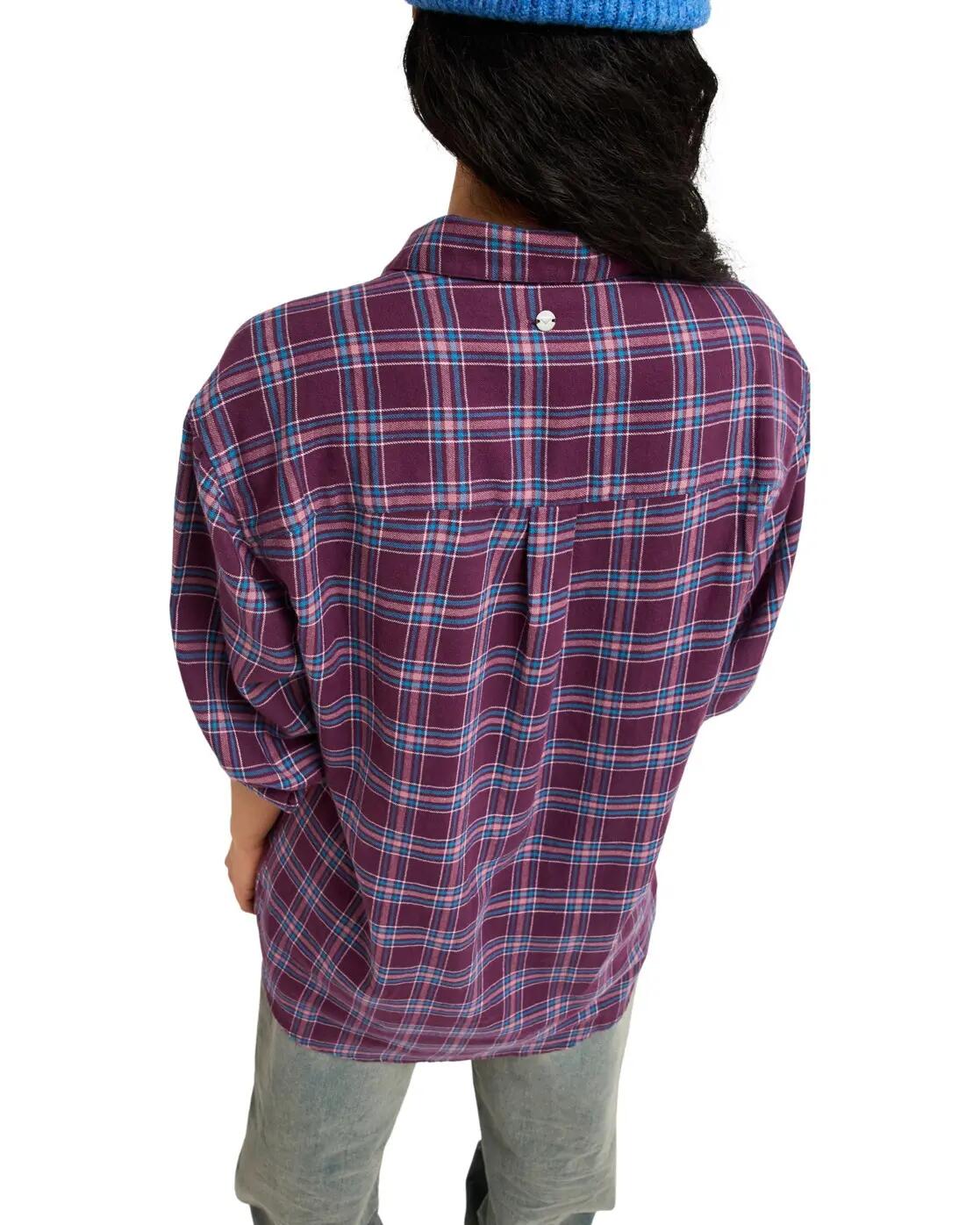 Camisa a cuadros de manga larga LET IT GO CHECK Morado Mujer 2/4