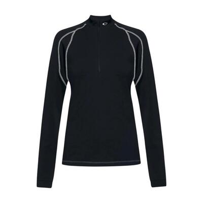 Oakley geribbelde longsleeve met kwartrits voor dames, zwart foa500576-02e r m