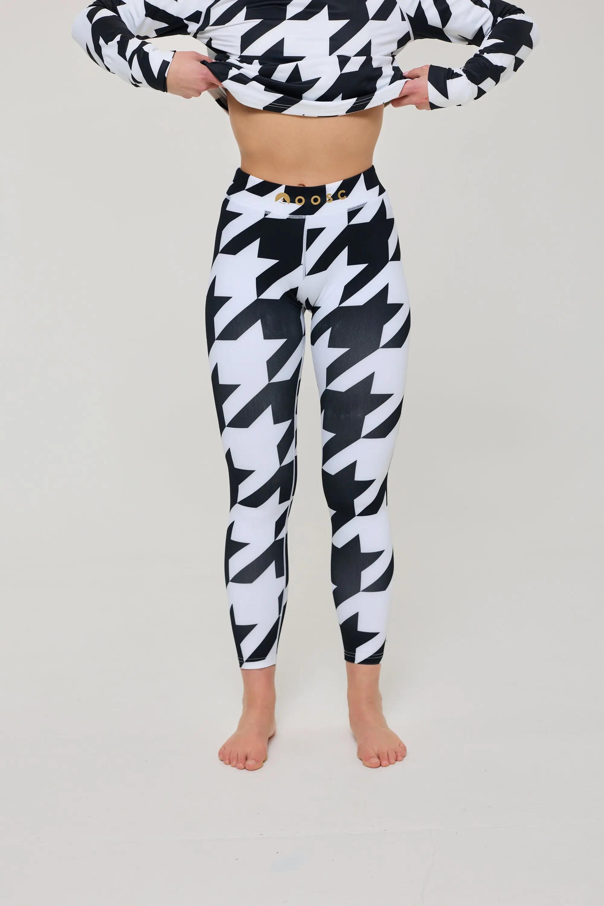 Legging première couche - Pied-de-poule noir et blanc Femme 1/4