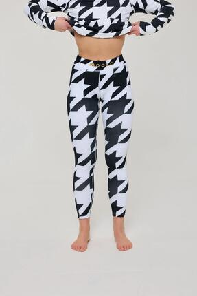 Legging première couche - Pied-de-poule noir et blanc Femme