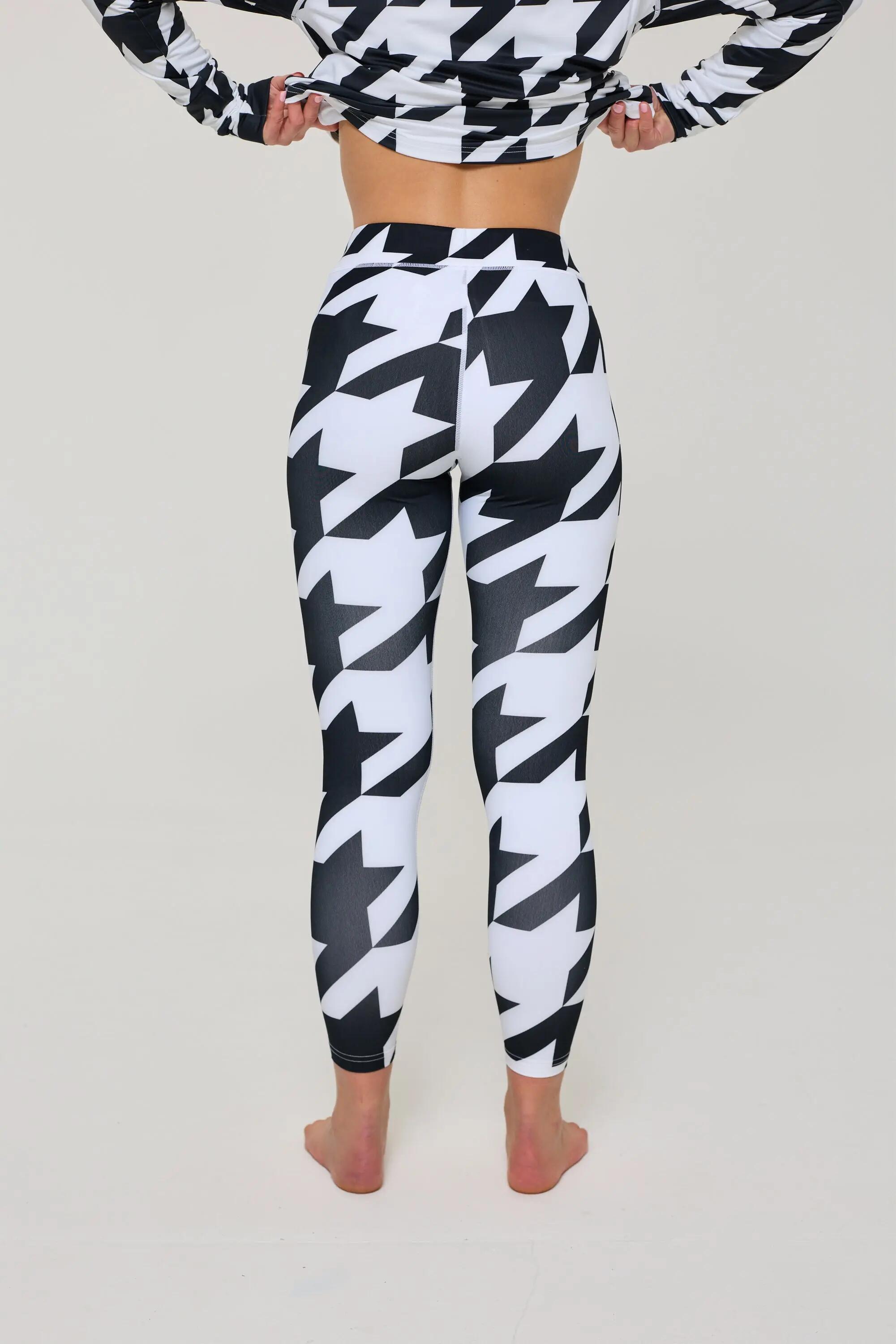 Legging première couche - Pied-de-poule noir et blanc Femme 2/4