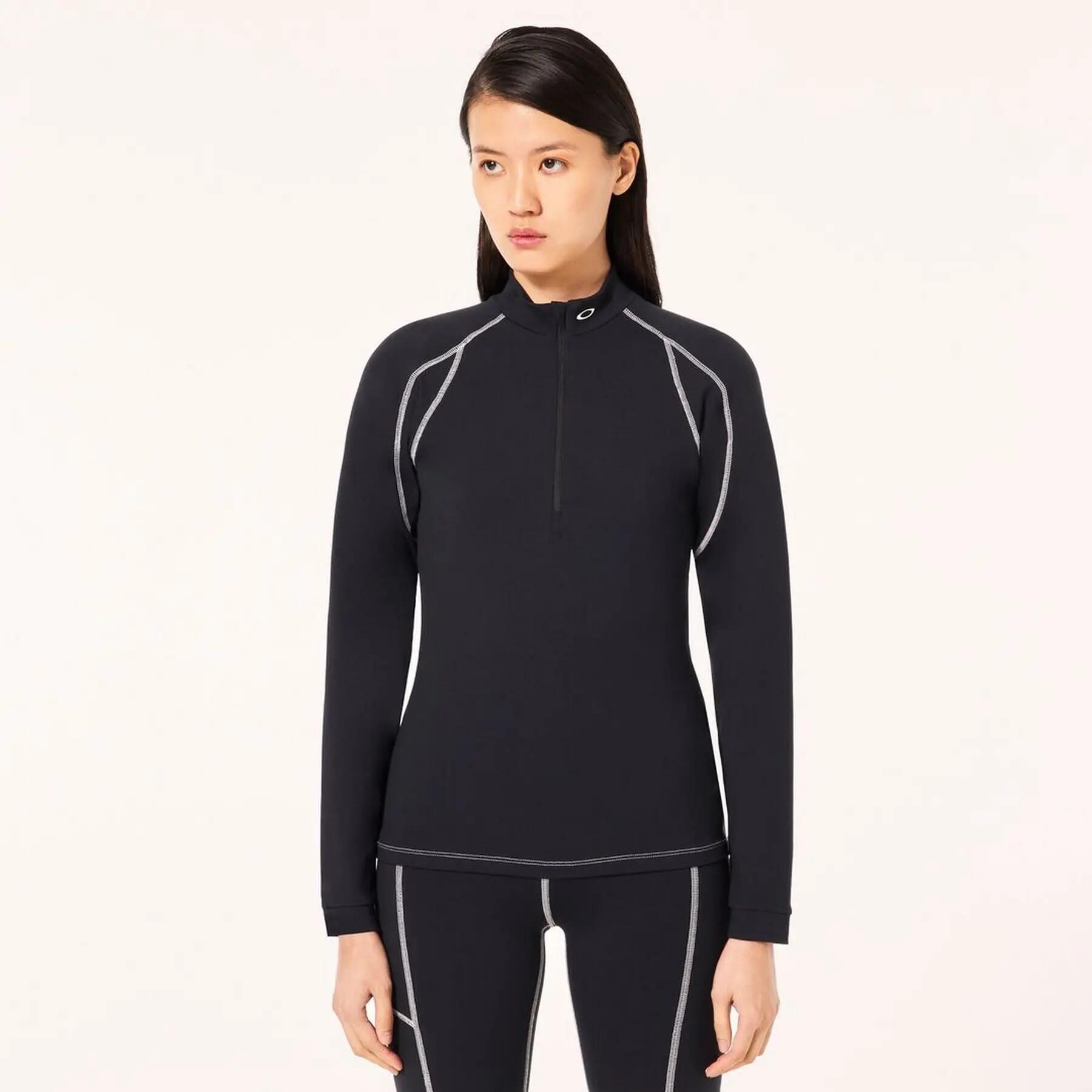 Camiseta feminina Oakley RIBBED QTR ZIP de manga FOA500576-02E r S 4/8