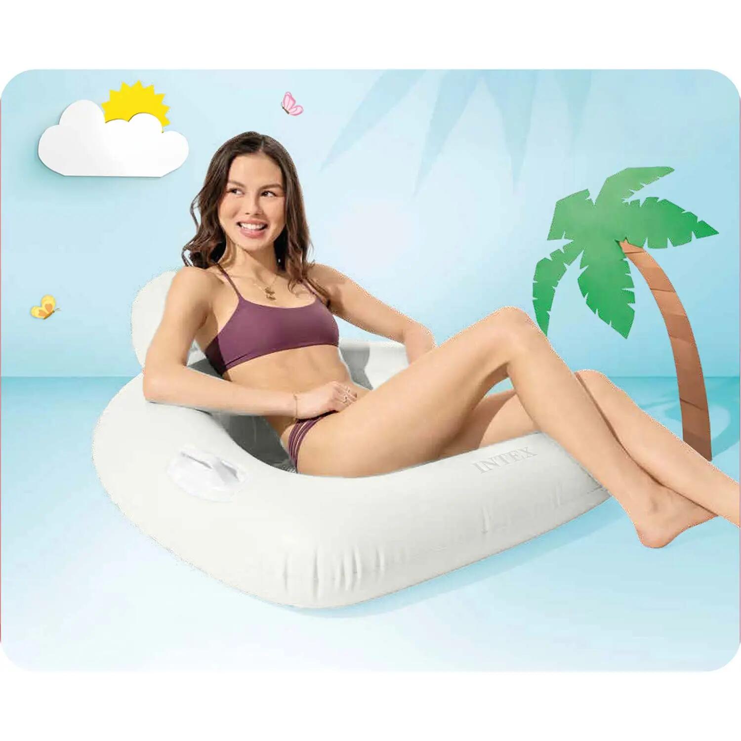 Fotel materac dmuchany Intex 56801 do pływania biały Lounge plażowy 4/5