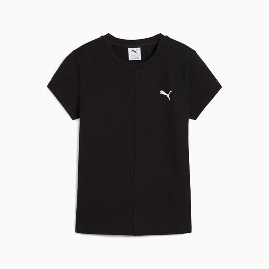 Puma WARDROBE ESS geribbelde slim fit dames T-shirt