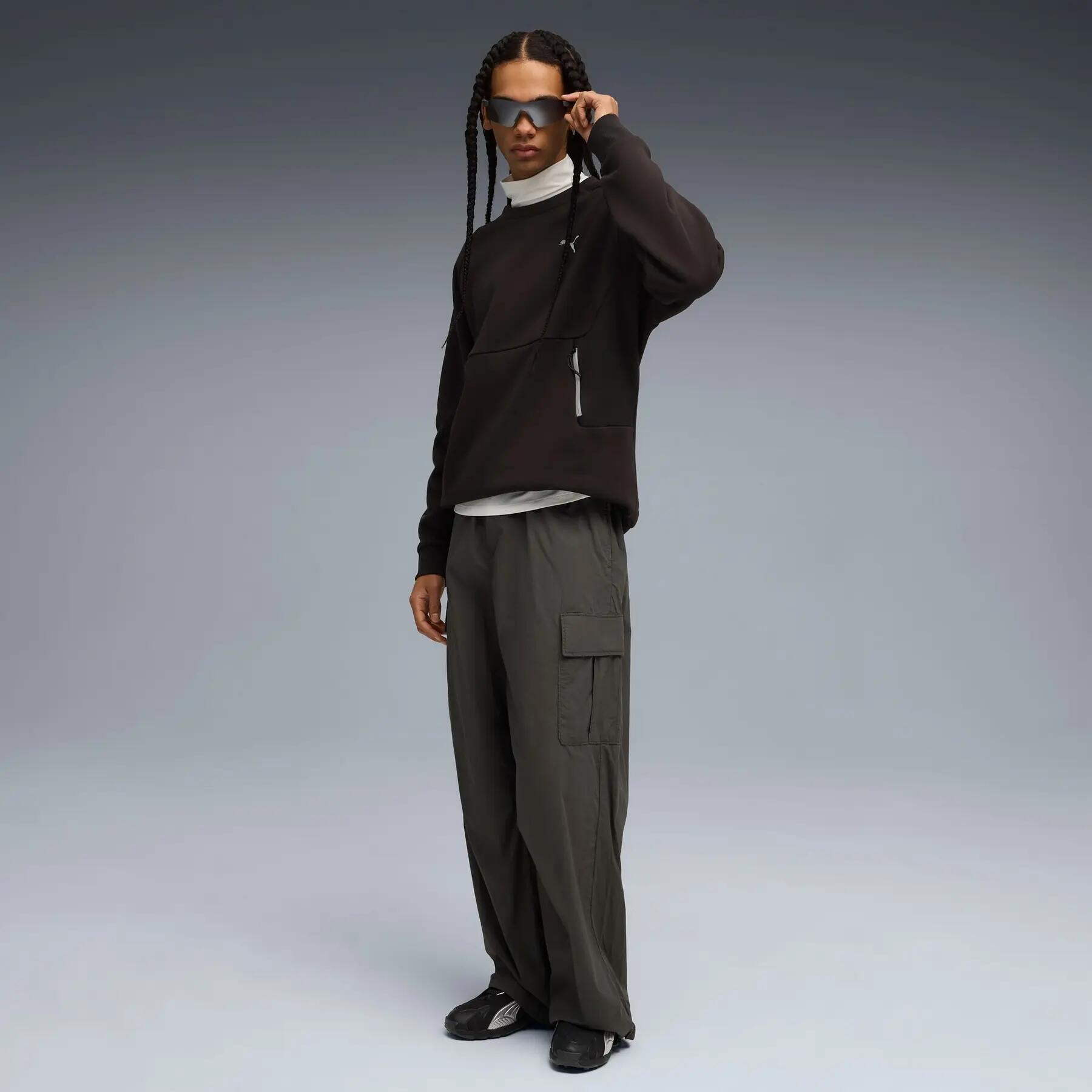 Felpa da uomo Puma PUMATECH RELAXED CREW FL nera, taglia L 5/7