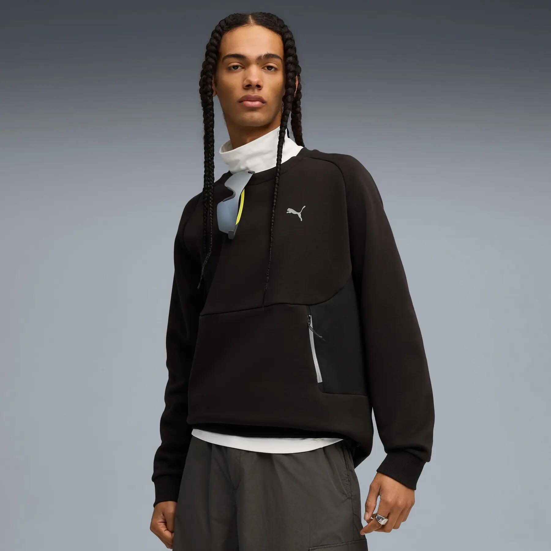 Felpa da uomo Puma PUMATECH RELAXED CREW FL nera, taglia L 3/7