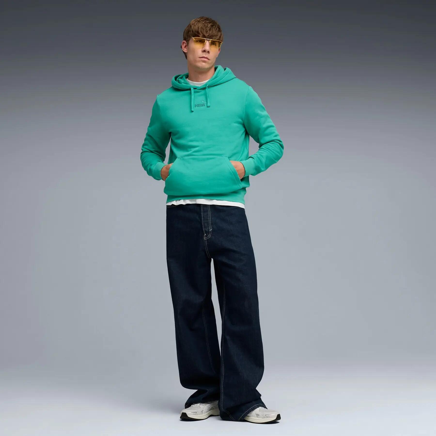 Moletom masculino Puma ESS com logo pequeno centralizado, verde, tamanho XL 5/5