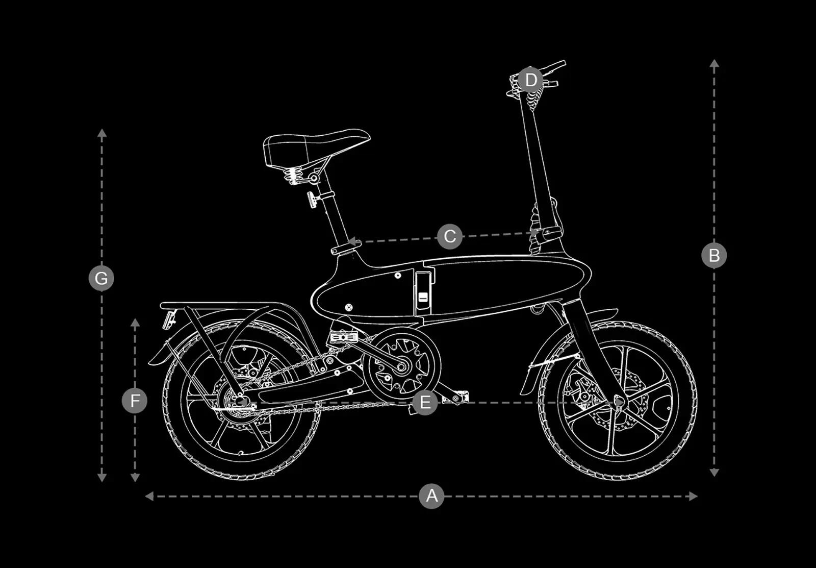 Bicicleta elétrica dobrável adulto DYU C2 pneus 16" 12/15