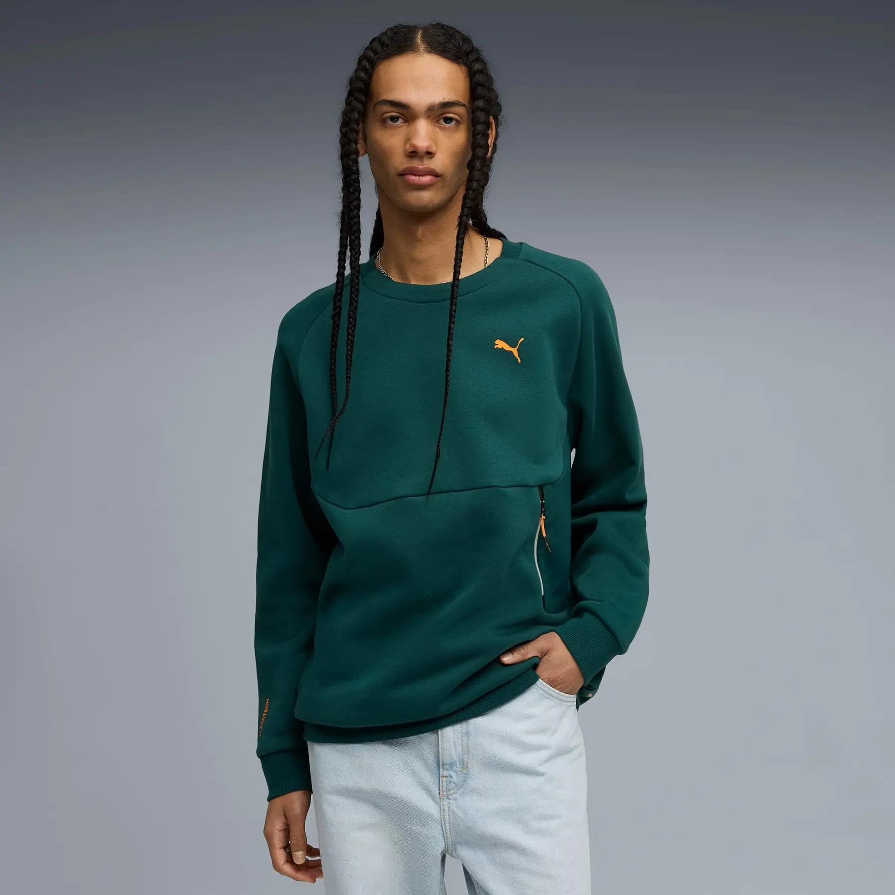Felpa da uomo Puma PUMATECH RELAXED CREW FL verde r L 3/5