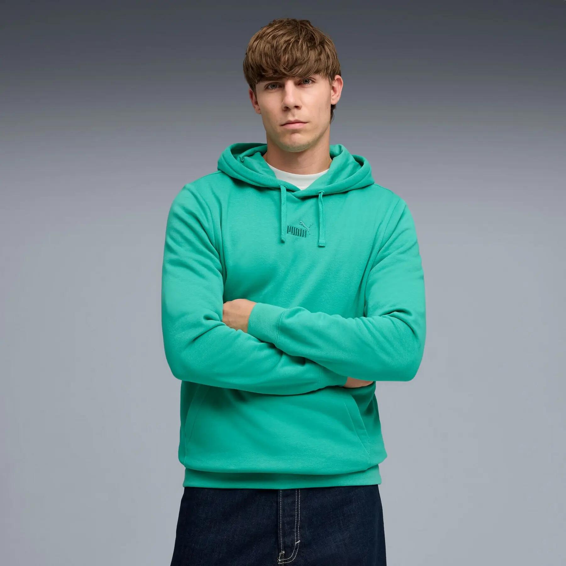 Moletom masculino Puma ESS com logo pequeno centralizado, verde, tamanho XL 3/5
