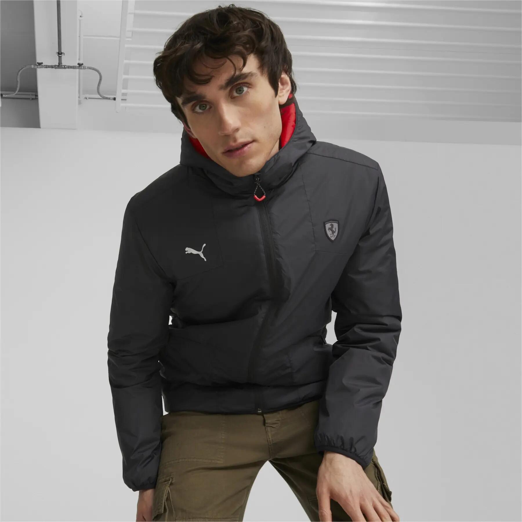 Jaqueta masculina Puma FERRARI STYLE REVERSIBLE com capuz, preta, 62097801 r M 3/8