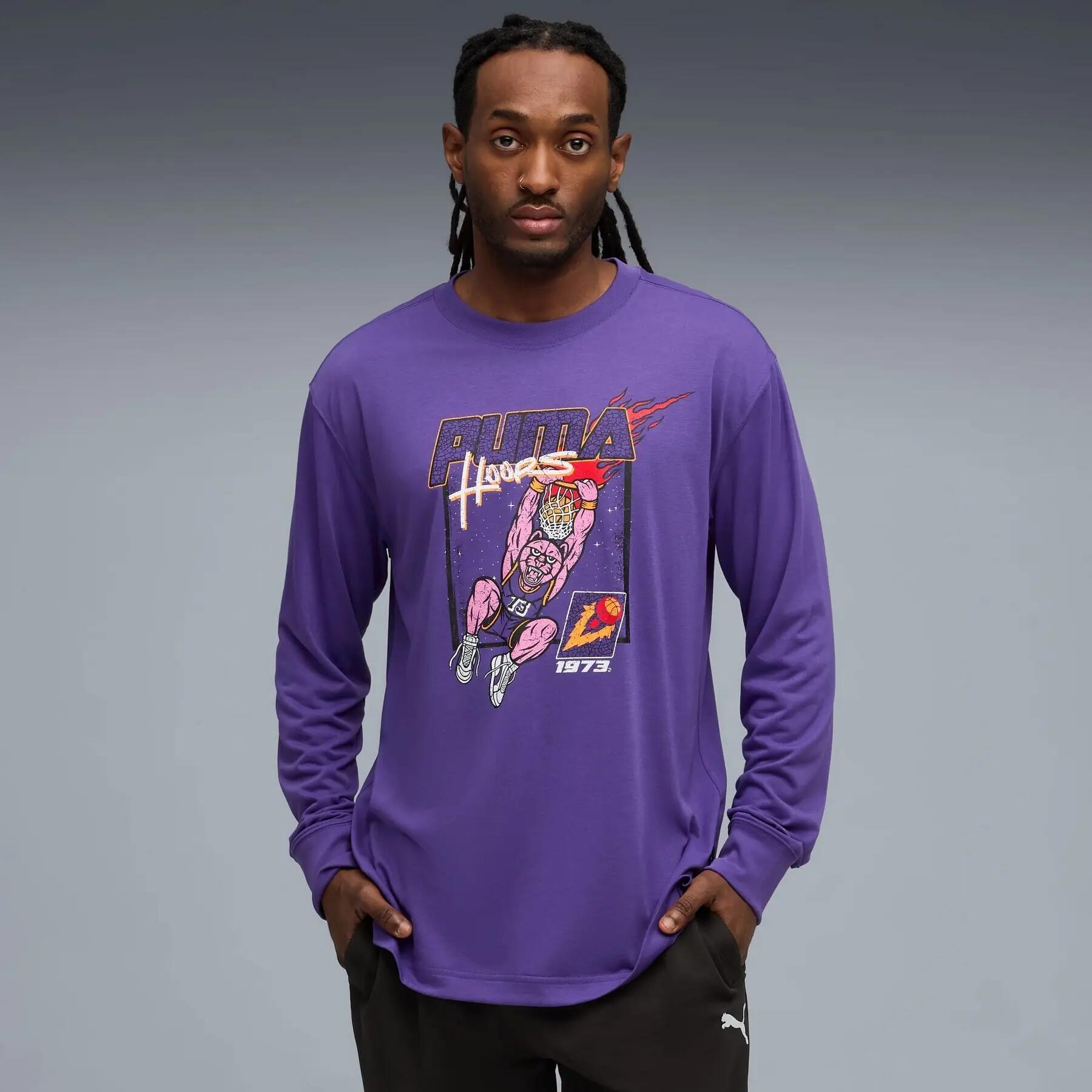 Heren longsleeve Puma HOOPSTEL paars 63290302 r L 3/5