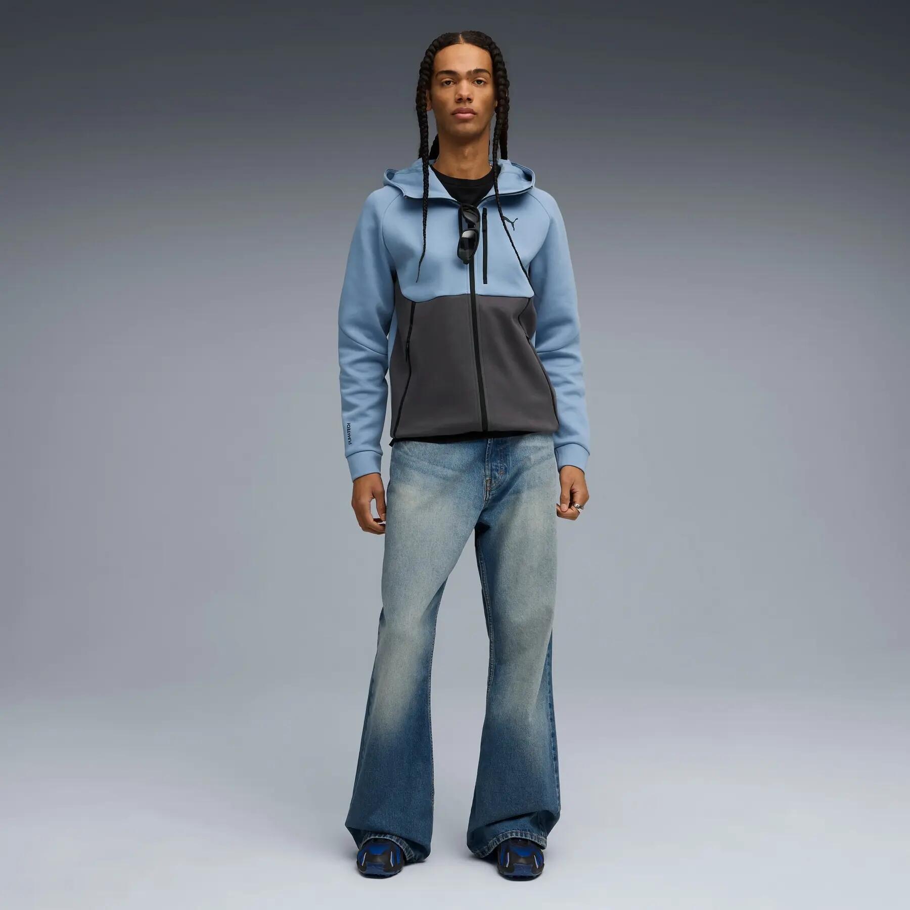 Sudadera con capucha Puma PUMATECH FULL-ZIP DK para hombre, color azul, talla S 5/5